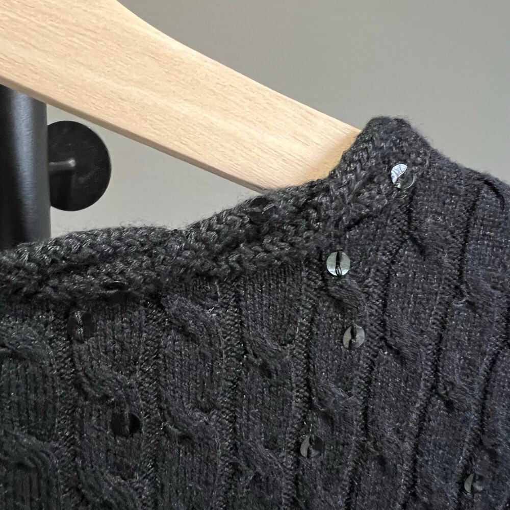 Pendleton V-neck Cable Knit Sweater with sequins Size Medium Silk Cashmere Blend - Picture 4 of 7